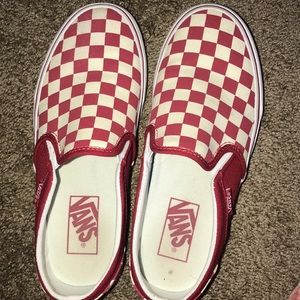 Red and white checkered vans